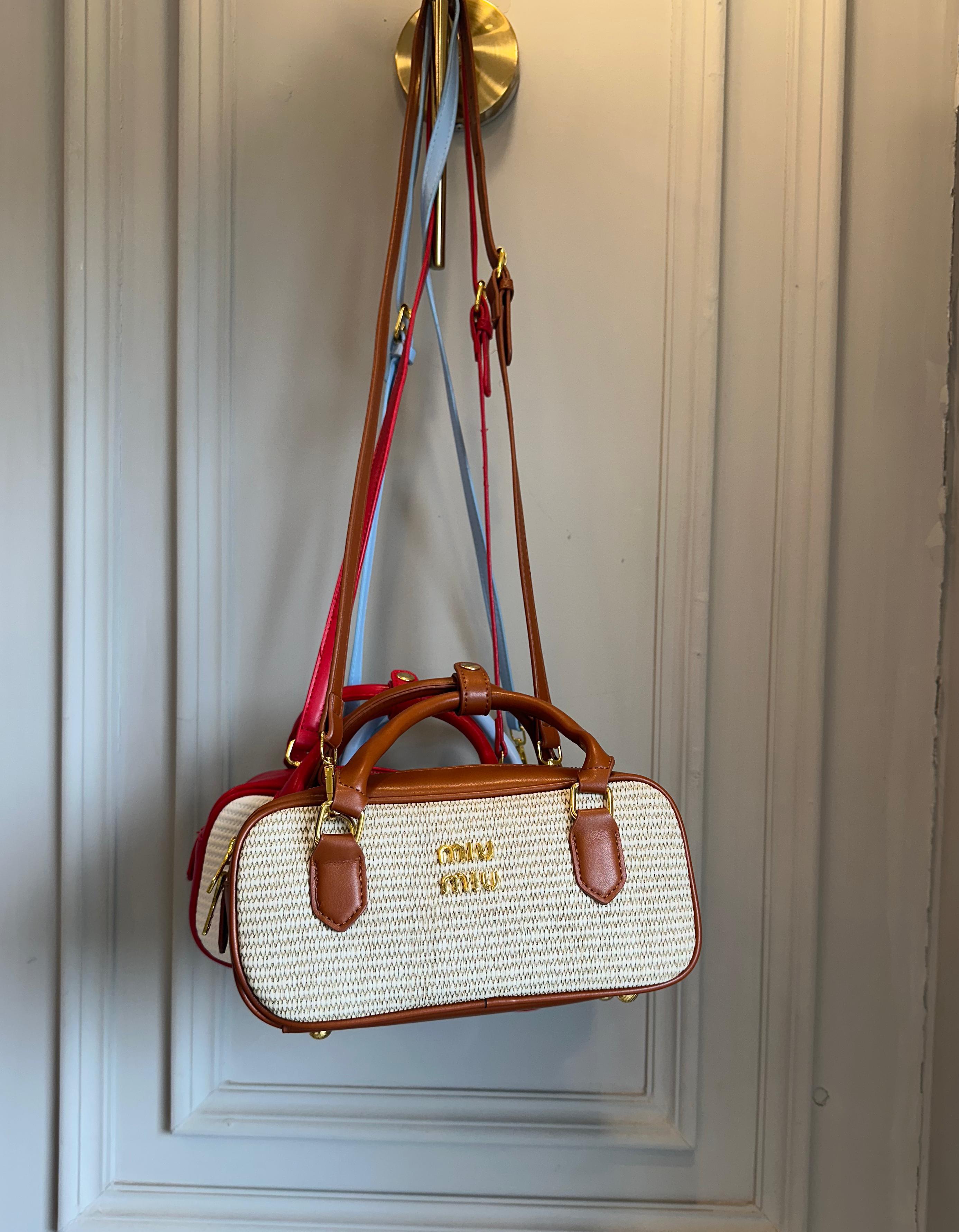 MIU MIU MINI-SHOULDER-STRAP BAG (BROWN)