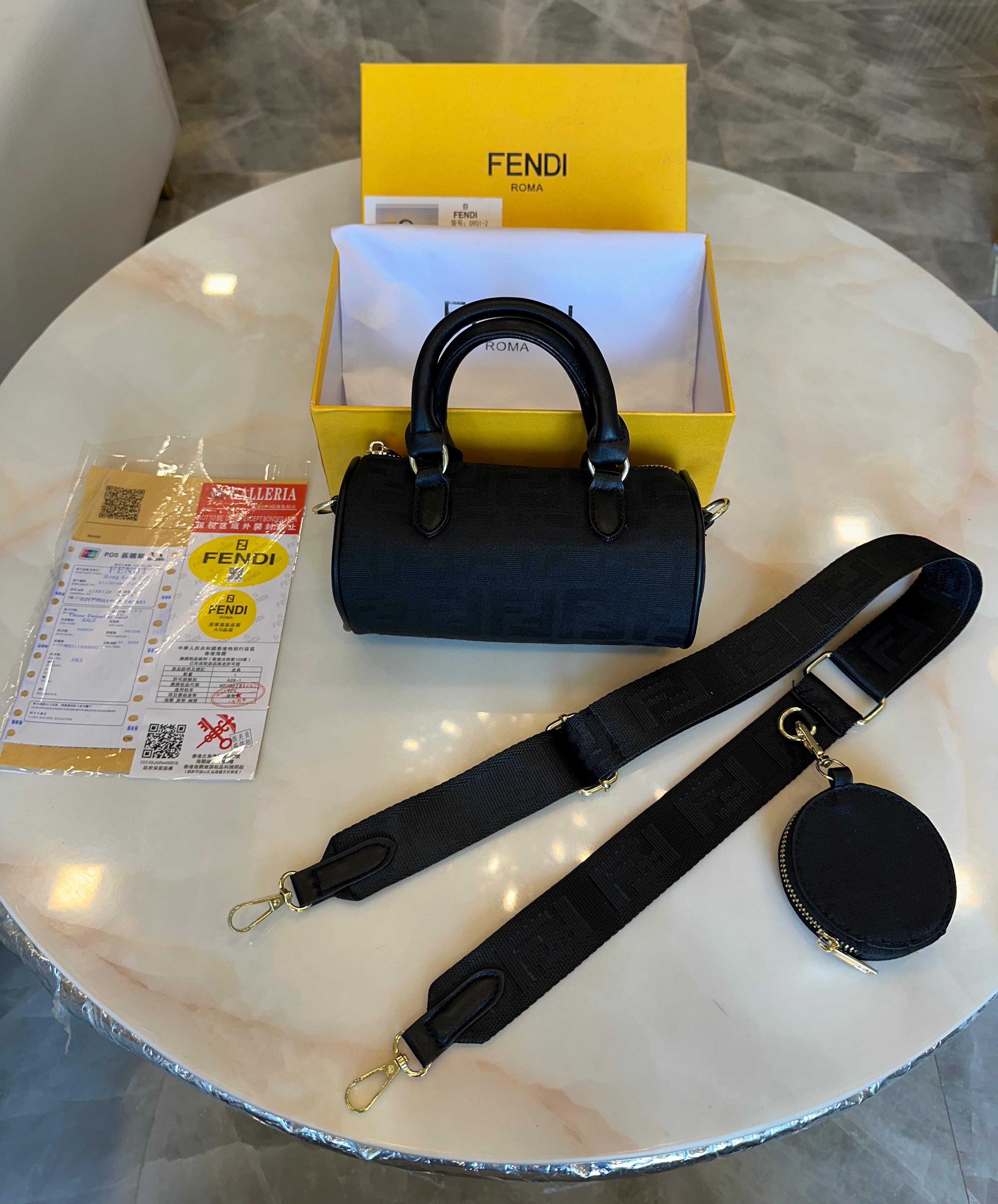 FENDI MINI-BARREL BAG (BLACK)